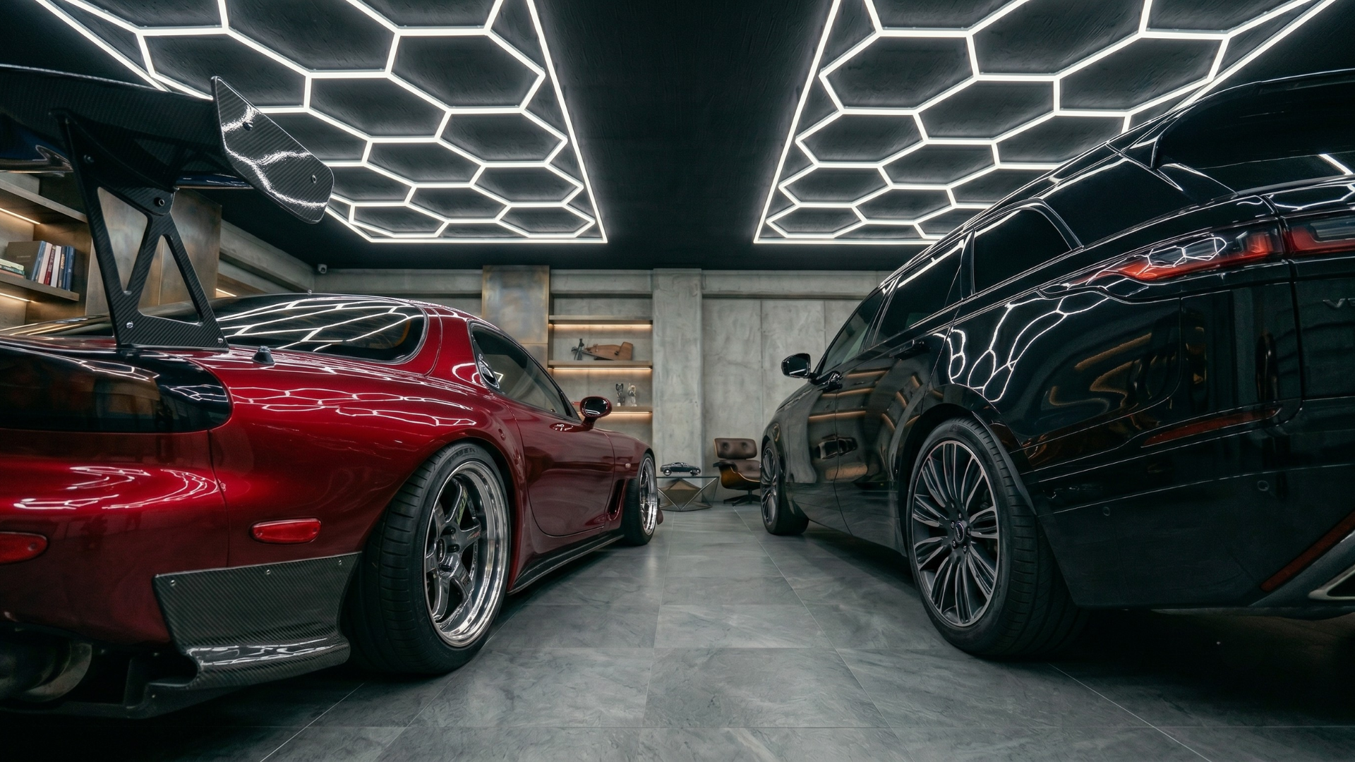 Halo Garage hex lighting installation